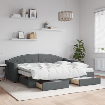 Slaapbank onderschuifbed en lades 80x200 cm stof donkergrijs 1