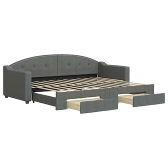 Slaapbank onderschuifbed en lades 80x200 cm stof donkergrijs 2