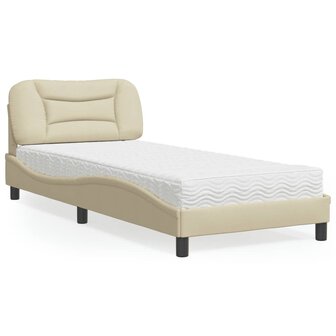 Bed met matras stof cr&egrave;mekleurig 80x200 cm 1
