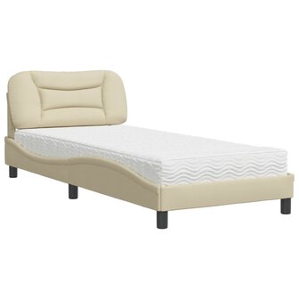 Bed met matras stof cr&egrave;mekleurig 80x200 cm 2
