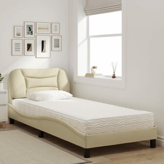 Bed met matras stof cr&egrave;mekleurig 80x200 cm 3
