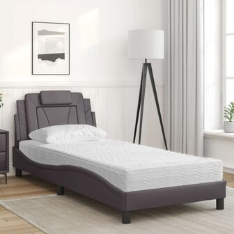 Bed met matras kunstleer grijs 90x190 cm 3