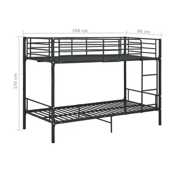 Stapelbed metaal zwart 90x200 cm 8