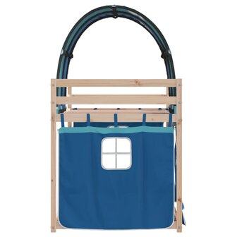 Stapelbed met gordijnen 90x190 cm massief grenenhout blauw 6