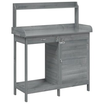 Oppottafel met kast 110,5x45x124,5 cm massief vurenhout grijs 2