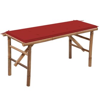 Tuinbank inklapbaar met kussen 118 cm bamboe 1