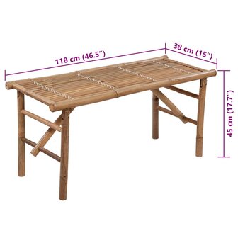 Tuinbank inklapbaar met kussen 118 cm bamboe 8