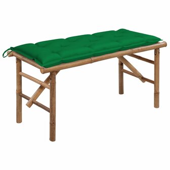 Tuinbank inklapbaar met kussen 118 cm bamboe 1