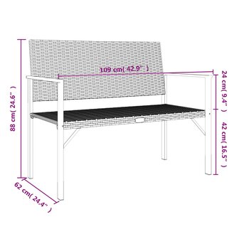 Tuinbank 2-zits poly rattan grijs 8