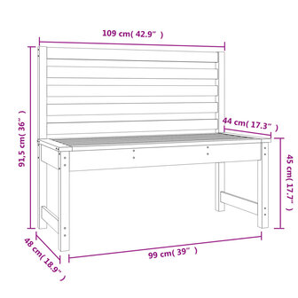 Tuinbank 109 cm massief grenenhout 7