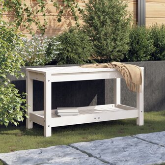 Tuinbank 82,5x35x45 cm massief grenenhout wit 1