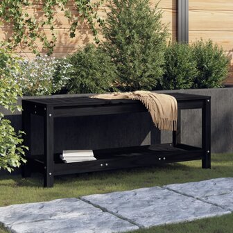 Tuinbank 108x35x45 cm massief grenenhout zwart 1