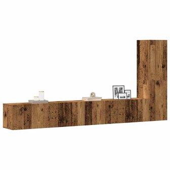 3-delig Tv-meubelset wandmontage bewerkt hout oud houtkleurig 1