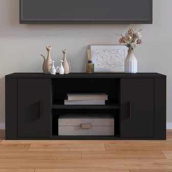 Tv-meubel 100x35x40 cm bewerkt hout zwart 1