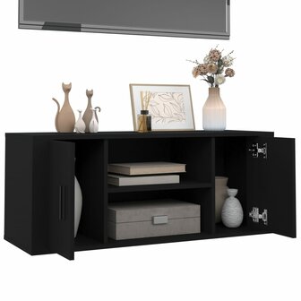 Tv-meubel 100x35x40 cm bewerkt hout zwart 4