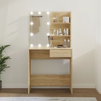 Kaptafel met LED 74,5x40x141 cm bewerkt hout sonoma eikenkleur 1