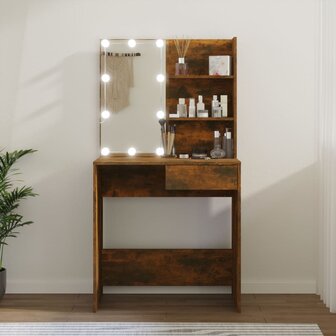 Kaptafel met LED-verlichting 74,5x40x141 cm bruin eikenkleur 1