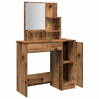 Kaptafel met spiegel 86,5x35x136 cm oud houtkleurig 7
