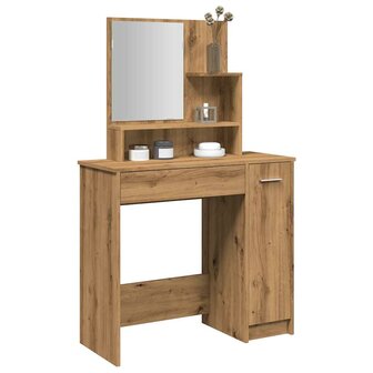 Kaptafel met spiegel 86,5x35x136 cm artisanaal eikenkleur 1
