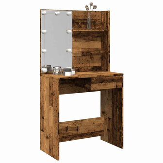Kaptafel met LED-verlichting 74,5x40x141 cm oud houtkleurig 1