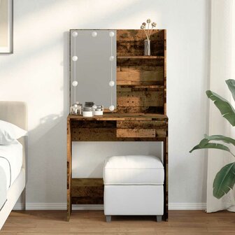 Kaptafel met LED-verlichting 74,5x40x141 cm oud houtkleurig 3