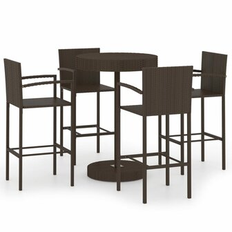 5-delige Tuinbarset poly rattan bruin 2
