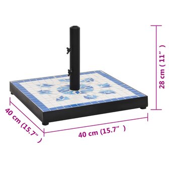Parasolvoet vierkant 12 kg blauw en wit 7