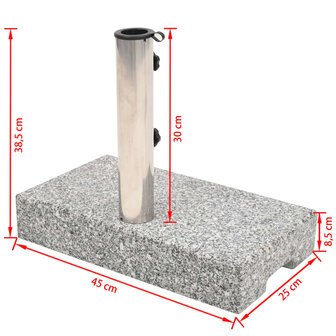 Parasolvoet rechthoekig 25 kg graniet  8