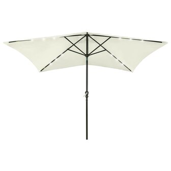 Parasol met LED&amp;apos;s en stalen paal 2x3 m zandkleurig 1