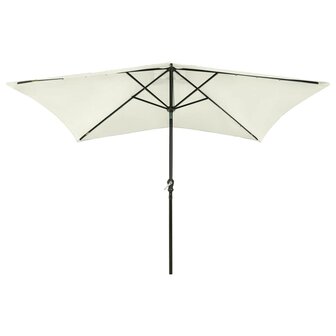 Parasol met LED&amp;apos;s en stalen paal 2x3 m zandkleurig 2
