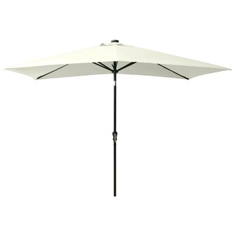 Parasol met LED&amp;apos;s en stalen paal 2x3 m zandkleurig 3