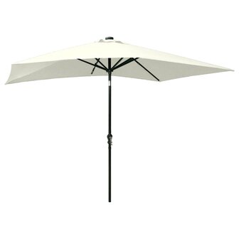 Parasol met LED&amp;apos;s en stalen paal 2x3 m zandkleurig 4
