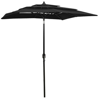 Parasol 3-laags met aluminium paal 2x2 m zwart 1