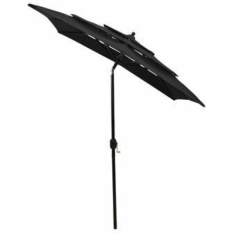 Parasol 3-laags met aluminium paal 2x2 m zwart 3