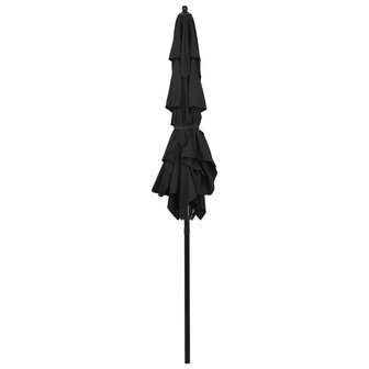 Parasol 3-laags met aluminium paal 2x2 m zwart 4
