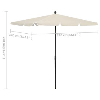 Parasol met paal 210x140 cm zandkleurig 6
