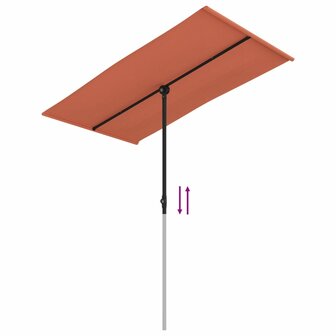 Parasol met aluminium paal 180x110 cm terracottakleurig 7
