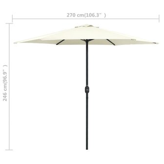 Parasol met aluminium paal 270x246 cm zandwit 6