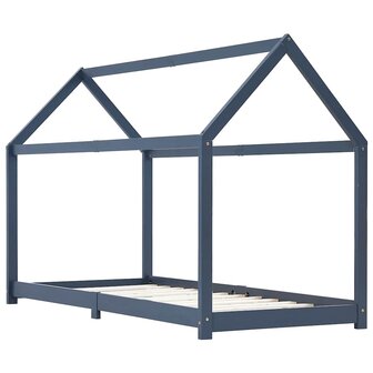 Kinderbedframe massief grenenhout grijs 90x200 cm 2