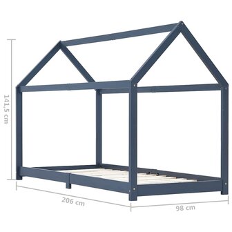 Kinderbedframe massief grenenhout grijs 90x200 cm 7