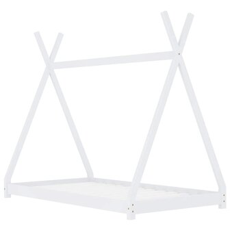 Kinderbedframe massief grenenhout wit 70x140 cm 2