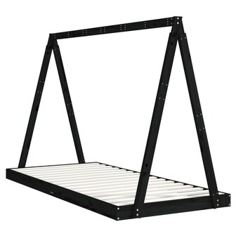 Kinderbedframe 90x200 cm massief grenenhout zwart 6