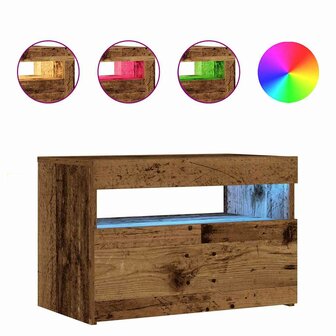 Nachtkastje met LED 60x35x40 cm bewerkt hout oud hout 2