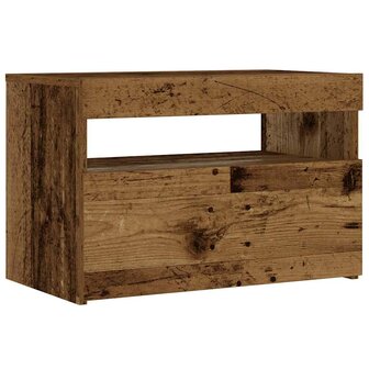 Nachtkastje met LED 60x35x40 cm bewerkt hout oud hout 3