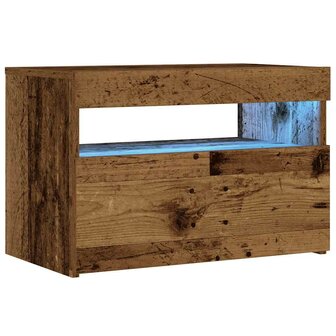 Nachtkastje met LED 60x35x40 cm bewerkt hout oud hout 6