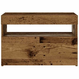 Nachtkastje met LED 60x35x40 cm bewerkt hout oud hout 7
