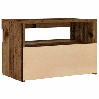 Nachtkastje met LED 60x35x40 cm bewerkt hout oud hout 9