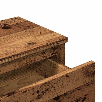 Nachtkastje 40x30x39 cm bewerkt hout oud houtkleurig 8