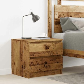 Nachtkastje 50x40x43.5 cm bewerkt hout oud houtkleurig 3