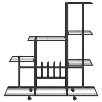 Bloemenstandaard met wielen 94,5x25x92,5 cm metaal zwart 3